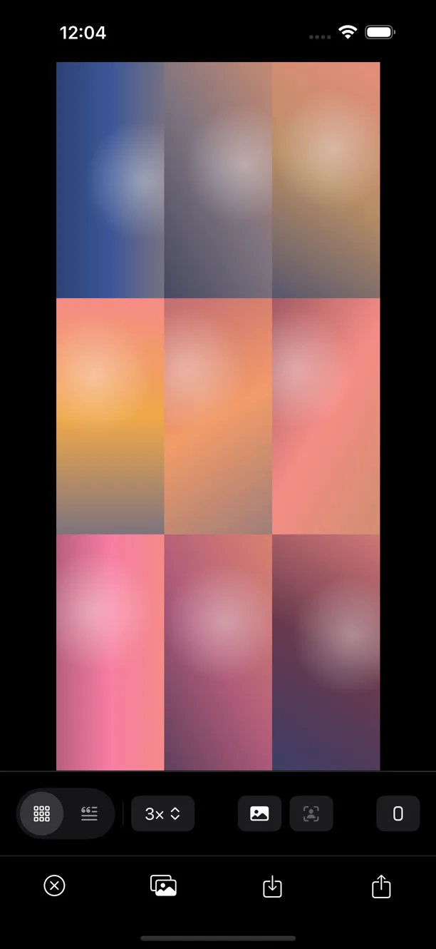 A clip turned into a three-by-three grid of frames